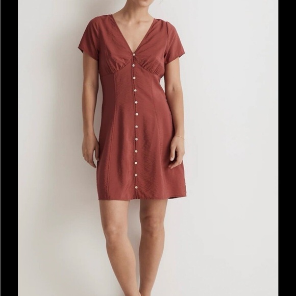 Madewell Rust Button-Down Mini Dress - Picture 1 of 5